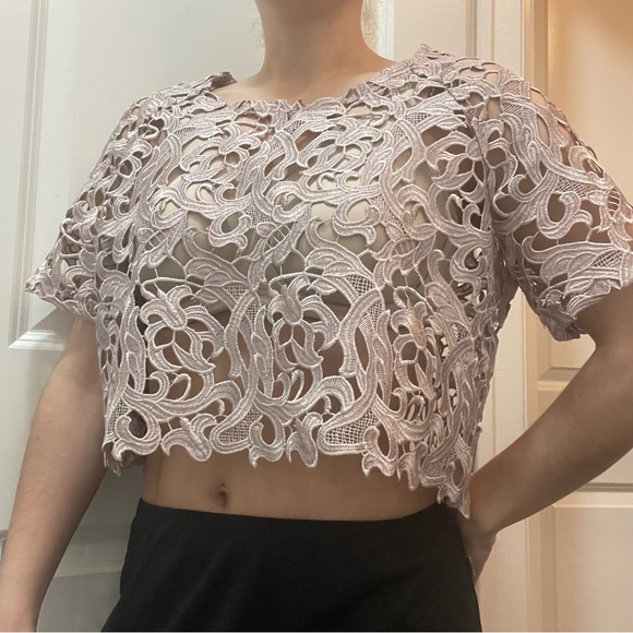 Cream lace crop top S - Picture 7 of 15